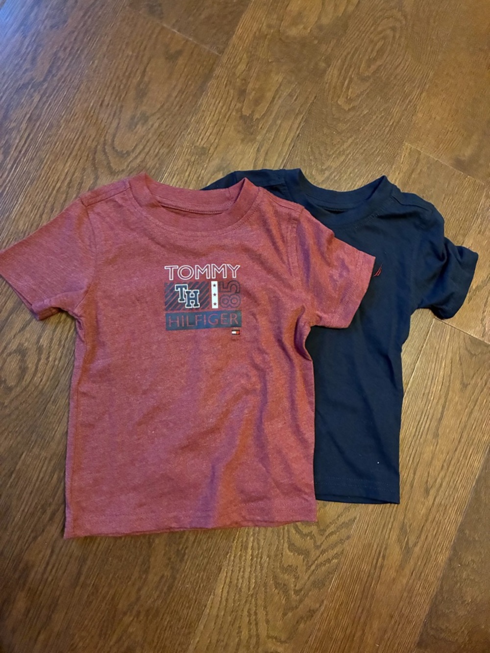 Tommy Hilfiger and Nautica Red & Navy Short-Sleeve Kids Tees - Logo Front